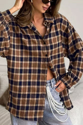 Plaid Button Up Drop Shoulder Shacket OutfitFlow